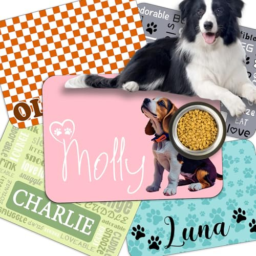 Futternapf Unterlage Hund Personalisiert Napfunterlage Katzen mit Namen Foto rutschfeste Gummi Unterlage Geschenk für Haustier,Stil 5