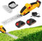 Cortasetos Electrico 2 en 1-21V Corta Setos Jardin Electrico con Baterías de 2000mAh y Cargador, Tijeras Cortacésped y Arreglasetos, para Césped de Jardín (Amarillo, 2-baterías)