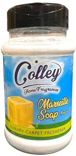 Colley Carpet Deodoriser Room Freshener Powder 500g | Marseille Soap Fragrance Luxury Carpet Freshener | Eliminates Odours From Carpets, Rugs and Upholstery