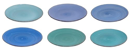 Cookinglife Delice - Piatti piani 6 pezzi, in ceramica, 26,5 cm, blu, lavabili in lavastoviglie, adatti al forno a microonde