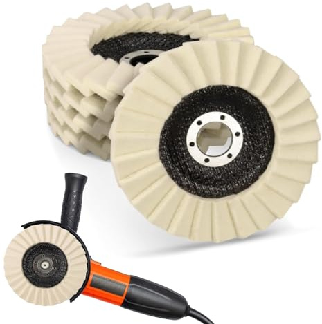 Belvanr 5 Piezas discos pulidores de 125 mm, Disco de Pulido de Fieltro de Lana, Disco de Pulido Brillo, para Pulir y Pulir Barniz, Madera, Plástico