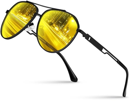Night Driving Glasses-Anti Glare-HD Night Vision Glasses for Driving-Al-Mg Metal Frame- Polarised Lens-Glare Reducing Night time Driving Glasses for Men & Women-Style For Driving,Fishing,Skiing,42