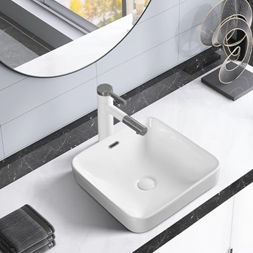 Lavandino Da Bagno In Ceramica Con Rubinetto Girevole, Lavabo Da Bagno Semi-incassato, Piccolo Lavabo Rettangolare For Balcone Di Appartamenti E Hotel, Lavandino Da Incasso(White A)