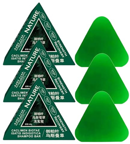 Nature Triangle Shampoo Bar, Nature Seven Green Soap Shampoo Bar, skonsam rengöring och närande vård för friskt, glänsande hår, litet triangulärt skummande material, miljövänligt och hållbart