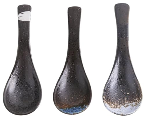 iplusmile 3 piezas Cucharas de Japonesa para Sopa y Arroz Colores Aleatorios Mango Cómodo y Diseño Elegante para Uso Casa Color Aleatorio Color Aleatorio