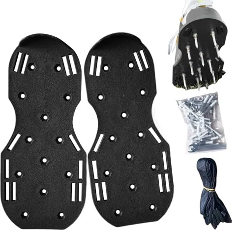 Sucritude Scarpe Aeratore per Prato - Sandali con Punte per Aerazione del Prato - Sandali con Cinghie Regolabili per Arieggiatura Terreno Giardino e Manutenzione