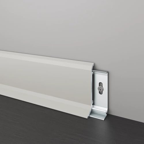 4 molduras de aluminio para zócalo de 125 cm, fáciles de instalar, para cocina, sala de estar y pasillo, color blanco, 4 cm, duraderas y fáciles de limpiar