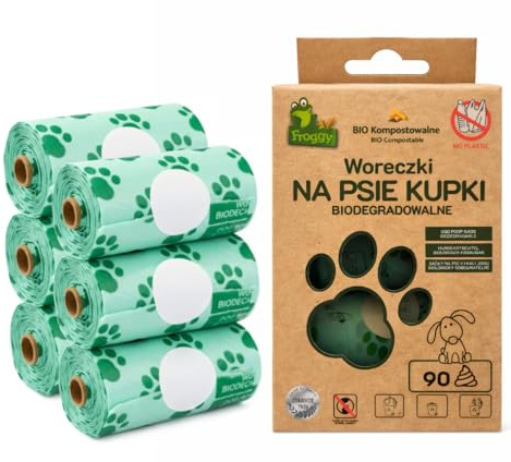 BIO Hundekotbeutel Biologisch Abbaubar (6 Rollen = 90 Beutel) | Zertifizierte Kotbeutel für Hunde und Katzen