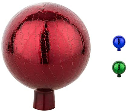 VERDOBA - Rosenkugel - Gartenkugel für den Aussenbereich - Dekokugeln in vielen Farben - Handarbeit - Dekokugel für den Garten (rot, Kristall, 15 cm)