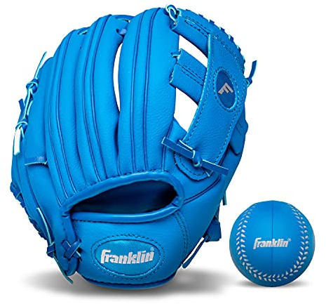 Franklin Sports 9.5 RTP Performance Teeball Glove and Ball Combo Royal - Right Handed Thrower