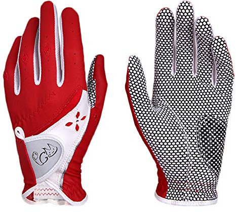 PGM Damen Golfhandschuhe - Verbessertes Griffsystem - Bequeme Luftdurchlässige Handschuhe - Rot - M