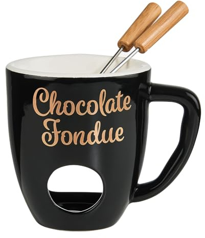 BUTLERS Schokofondue Tasse 200ml Teelichthalter, Schokoladenfondue 2 Personen Fondue-Set Porzellan -CHOCOLATE FONDUE Tasse zum Schokolade Schmelzen Weihnachten Mini Schokobrunnen Tasse für Teelicht