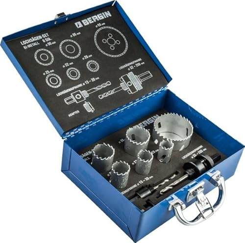 Bergin Lochsägen-Set HSS-Bimetall 20mm, 22mm, 25mm, 30mm, 35mm, 60mm, Zähne aus HSS-Co8