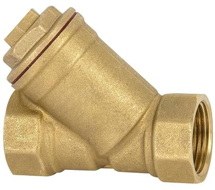 KNM Trade Schrägfilter 3/4'' Messing Y-Filter Trinkwasser Heizung | Edelstahlfilter 0,8 mm, vertikal/horizontal, 10 bar, 120 °C