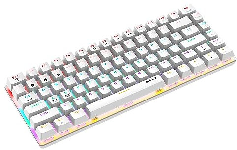 FELiCON x AJAZZ AK33 Tastiera Meccanica Bluetooth Gaming Wireless & Wired due modalità, 3 canali di connessione Bluetooth, 18 Rainbow Backlit, QWERTY 82 Tasti anti-ghosting (interruttore blu, bianco)