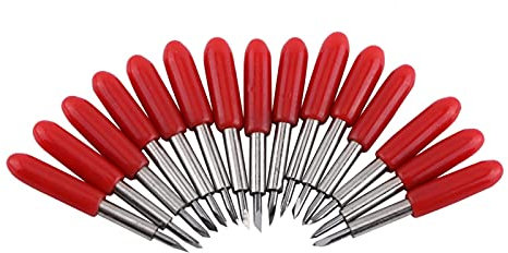 15 Piezas Hojas de Trazador 45° 2mm para Cortador de Vinilo Roland con Tapas Rojas de Protección