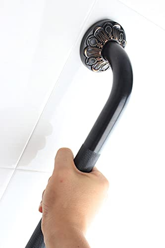 IMPEU 12 Bathroom Anti-Slip Grab bar, Bathtub Textured Shower Bar, Home Saftey Armrest, Toilet Hand Rail, Oil Rubber Bronze Finish
