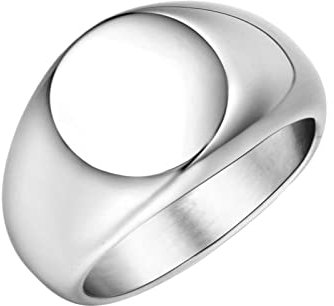 ANAZOZ Edelstahl Ringe Herren, Ring Mit Gravur Personalisiert Männer Runder Flacher Siegelring Breit 12mm Größe 54 (17.2)