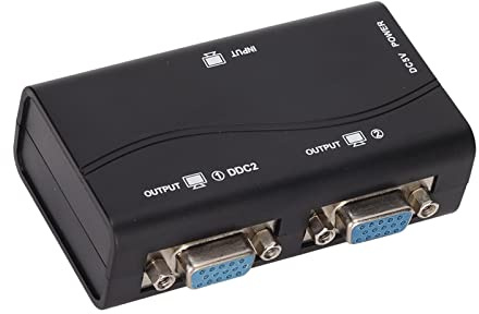 PUSOKEI VGA-Splitter, 1-in-2-Ausgang VGA-Splitter, USB-betriebener 250-MHz-1080P-Video-Splitter, mit USB-Kabel, Plug-and-Play, für die Bildschirmduplizierung