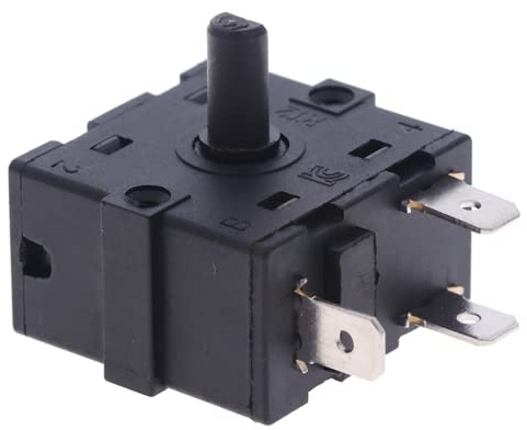 N+B Interrupteur rotatif électrique pour chauffage de pièce, 250 V, 16 A, 3 ou 5 broches, noir, manuel, tactile