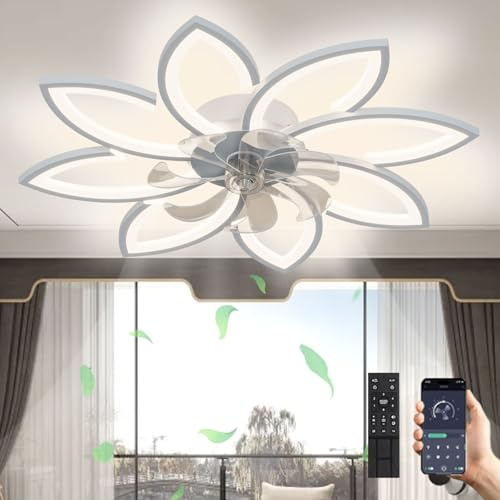 LED Deckenventilator Mit Beleuchtung, 72W Dimmbar (3000K-6000K) Deckenleuchte Mit Ventilator, Stumm Reversibel Deckenventilator Mit Lampe Für Wohnzimmer Schlafzimmer Esszimmer (Weiß,8 Köpfe(90x15cm))