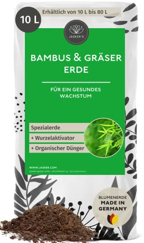 Bambuserde & Gräsererde 10 L mit 100-Tage-NPK-Dünger für kräftige Pflanzen - lockere Erde für Gräser, Ziergräser & Pampasgras