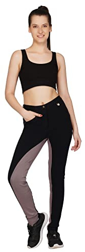 Avon Equine Jodhpur Jodhpur da donna, in morbido tessuto elasticizzato, bicolore, Nero/Grigio Cenere, 58