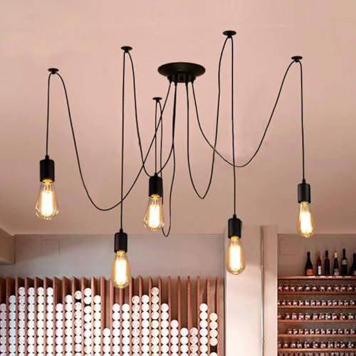 Lrpiyvo Kronleuchter Industrie Pendelleuchte Vintage Retro Spinne Lampe | Hängend Deckenleuchte Hängelampe Pendellampe für Schlafzimmer Wohnzimmer Esszimmer