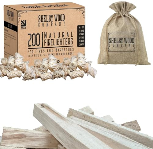 Firelighters & Kindle Pack With Free Hessian Bag 200 Eco Wax Coated Wood Wool Flame Fire Starters Plus 3.5 KG Kindle For Log Burners & Fires, Easy to Light, Long Burning, Clean & Odourless