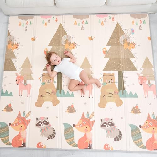 SUPERBE BEBE Alfombra Gateo Infantil Impermeable, Reversible y Plegable 150x180x1cm. Certificado CE. Esterilla Bebe Ideal para la habitación del niño o la niña. Gran Formato Regalo Bebe