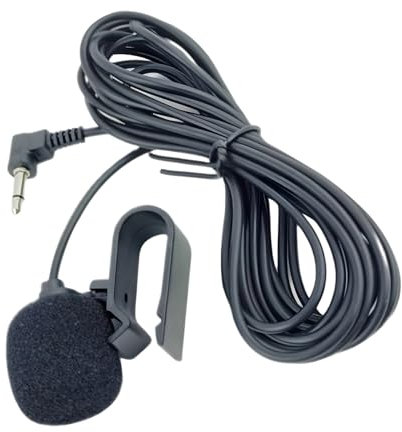 CGEAMDY Micro Externe 3.5 MM, Microphone Jack Audio avec Clip, Microphone avec Assemblage Câble, pour Unité Principale Véhicule Voiture Bluetooth Activé, Radio Stéréo GPS DVD, 2M Câble, Pratique
