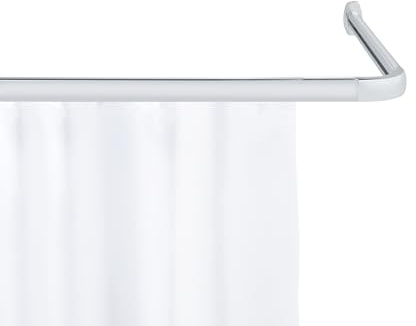 WENKO Era Rail d'angle en aluminium pour rideau de douche flexible en forme de L et U avec patins inclus Chromé