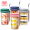 UCAMP Overnight Oats,4 Pezzi 600ML Barattoli di Vetro Riutilizzabili,Vasetti Vetro con Coperchio e Cucchiai,Porta Yogurt Refrigerato,per yogurt,porridge,cornflakes e muesli Insalate Latte Cereali