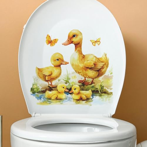 XJSDI Lot de 3 autocollants pour abattant de toilettes en PVC imperméable Motif canard nageur 27 x 29 cm