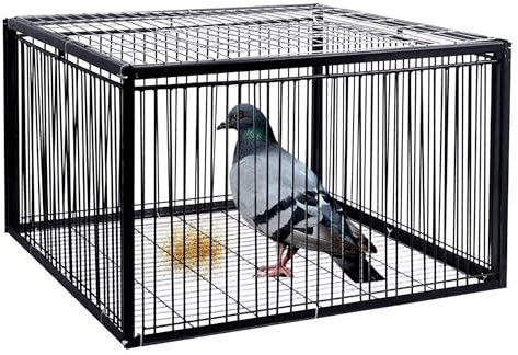 ZEOPLE Piège à Oiseaux, Cages À Oiseaux Piège, Piège Vivant Piège d'animaux avec 4 Entrées, Piège À Pigeons De Contrôle en Métal avec Conception Anti-Fuite, Attrape-Piège(Noir,100x60x26cm)