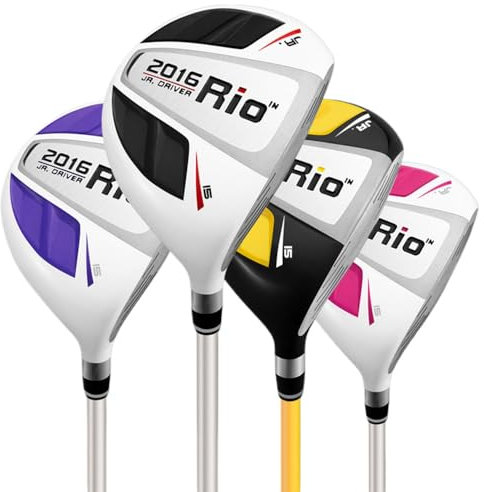 Junior golfklubb trä, för barn, pojkar, flickor på alla skicklighetsnivåer, #1 golf trä fairway trä golfklubba putter (ålder 9-12, #1 trä (rosa)