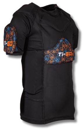 Ti-GO Kids Padded Zip Up Short Sleeve Soft Body Armour - Chest Protector for Mountain Bike - BMX Biking Protective Gear for Back & Arms - Sports Clothing for Children 3-4