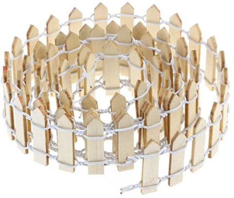 KARLOR Mini clôture miniature 100 x 5 cm - Clôture de jardin miniature en bois - Décoration de jardin féérique - Petite clôture pour bricolage - Clôture miniature - Lutin pour modélisme, maison de