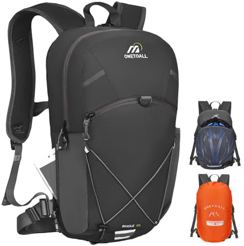 ONETOALL Diebstahlsicherer Fahrradrucksack Herren Wasserdicht, Wanderrucksack Damen Klein 12L, MTB Rucksack mit Abnehmbarem Bauchgürtel für Radsport Wandern Tagestour Reisen Pendeln