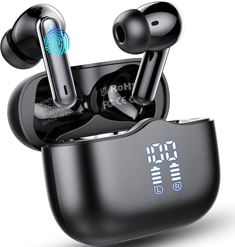 Wireless Earbuds, Bluetooth 5.4 Headphones in Ear with 4 ENC Noise Cancelling Mic, New Wireless Earphones HiFi Stereo Deep Bass 40H Playtime, LED, Bluetooth Ear buds IP7 Waterproof, USB-C, Fast Charge
