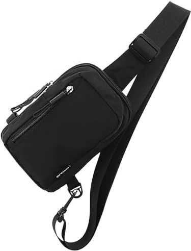 Kleine Brusttasche Herren, wasserdichte Nylon Sling Crossbody Bag für Reise | Kompakte Brusttasche mit 90-140 cm Gurt. Wasserabweisendes Nylon für Herren & Damen auf Reisen, beim Sport & Alltag.