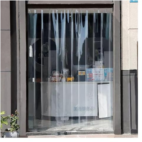 Transparenter PVC-Streifenvorhang für Gefrierräume, langlebiges Kunststoff-Tür-Set für Lager und Werkstatt, wind- und staubdicht, einfache Installation (1,3 mm, 0,75 x 2 m)