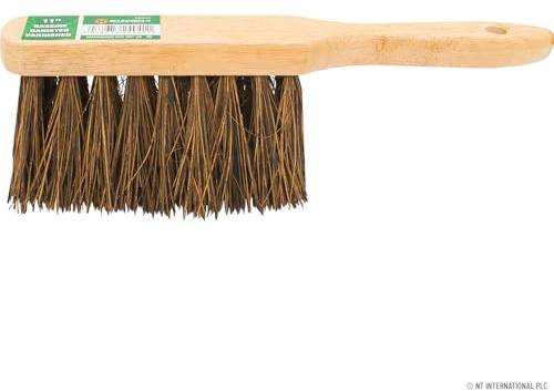 4 X 11” Wooden Stiff Bass Hand Brushes - Varnish Brooms, Bristle Floor Cleaning Brush Sweeping Broom | Multi Purpose, Household Diy | Set Of 4. Durable