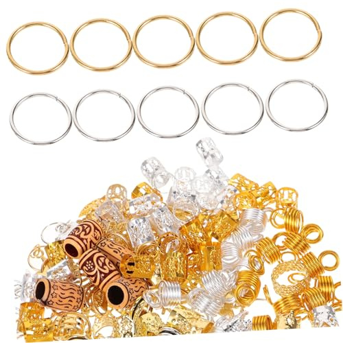 OUNONA 146pièces Bijoux Cheveux Tresses Accessoires Cheveux Breloques Dreadlocks Manchettes DIY Décor
