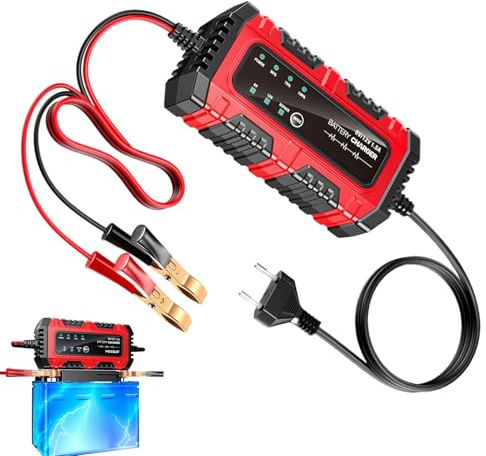 Kustimantu Chargeur d'entretien De Batterie - Chargeur De Batterie De Bateau 1,5 A 6V/12V À Entretien Lent | Entretien Automatique pour Voiture Camion Moto Bateau | Mainteneur d'Accumulateur