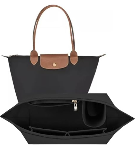 Torytoe Handtaschen Organizer, Filz Taschenorganizer, Taschen Organizer Shopper, Große Kapazität Handtasche Einsatz für Damen Mädchen (Schwarz, L)