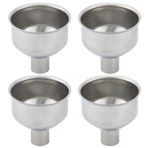 GORGECRAFT 4 st tratt i rostfritt stål 48 mm stor metall kök oljeburk tratt flera användningsområden påfyllningsbara kryddor vätskor behållare trattar för miniatyrflaskor eteriska oljor matlagning