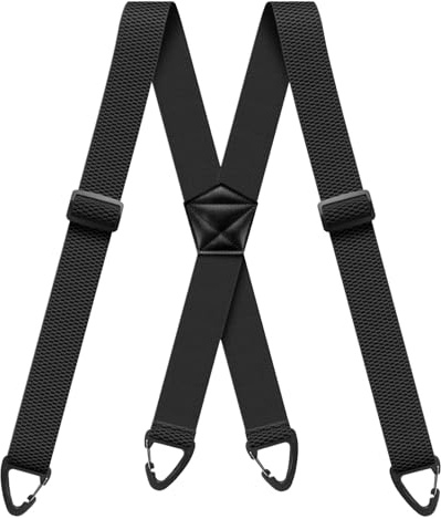 Clip Yeah Hosenträger Herren Breit 3.8cm mit 4 Anti-rutsch Hakenschnalle | Elastisch Hosenträger Herren Extra Stark Verstellbar Suspenders für Outdoor Arbeitshose Lederhose Motorradhose Skihose X-form