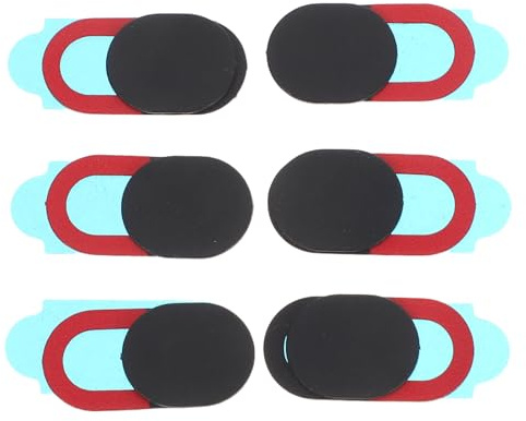 IMIKEYA 6 pezzi copertura per webcam scorrevole ovale nera bordo rosso protezione privacy per laptop tablet e smartphone, controllo scorrevole compatto e durevole