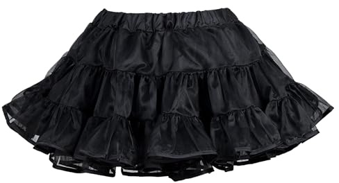 TRIWORKS Karneval Tutu Dam 50-tals Hög Midja Underkjol Tyllkjol Puffig Elastisk Petticoat Tutu Herrer Halloween Kostym, Black 2, XS